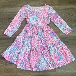 Lilly Pulitzer Geanna Tiered Swing Dress Medium Raz Berry Sea You Soon